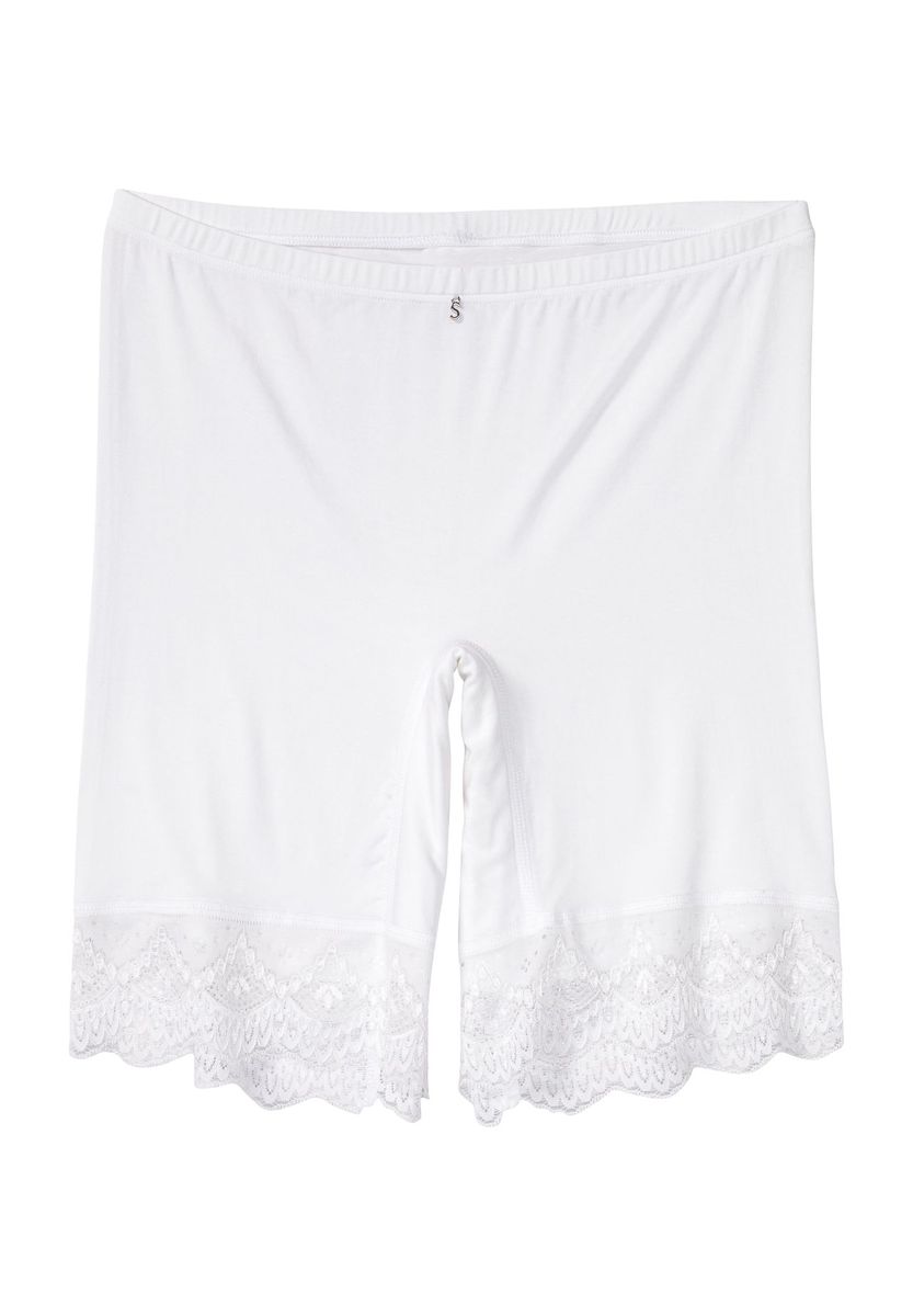 Weiße Unterwäscheshorts mit Spitzenbesatz