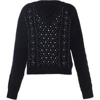 Gestreifte, paillettenbesetzte Strickjacke