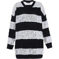Gestreifte, paillettenbesetzte Strickjacke
