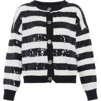 Gestreifte, paillettenbesetzte Strickjacke
