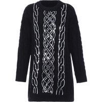 Gestreifte, paillettenbesetzte Strickjacke
