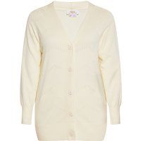 Damen Strickjacke mit Knopfleiste und Lochmuster