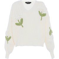 Strickjacke mit floralen Verzierungen