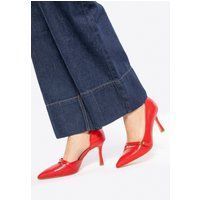 Rote spitze Leder Pumps mit Absatz