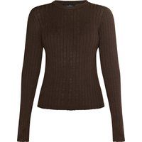 Dunkelbrauner Strickpullover mit Schulterapplikation
