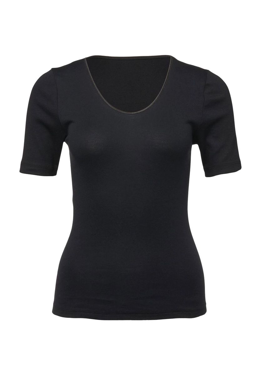 Figurbetontes U-Ausschnitt Kurzarm-Shirt