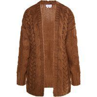 Grobstrick-Cardigan mit Zopfmuster und offener Front