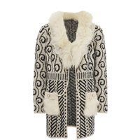 Faina Strickjacke Damen wollweiß schwarz