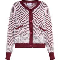 usha Strickjacke Damen Dunkelkirschrot Weiss