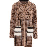 Faina Strickjacke Damen Dunkelrosa Schwarz