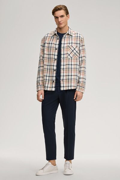 Joop! Jeans Harvi Overshirt Offwhite Kariertes Flanellhemd aus Baumwolle