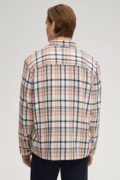 Joop! Jeans Harvi Overshirt Offwhite Kariertes Flanellhemd aus Baumwolle