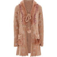 Faina Strickjacke Damen Dunkelrosa Rosa Gold