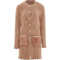 Faina Strickjacke Damen Dunkelrosa Rosa Gold