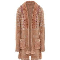 Faina Strickjacke Damen Dunkelrosa Rosa Gold