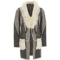 Faina Strickjacke Damen schwarz-wollweiß