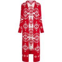 IZIA Langer Cardigan Damen rot weiss