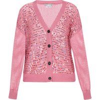 Strickjacke mit Pailletten und offenem Strickmuster