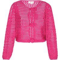 Kurze Häkeljacke mit Blumenapplikationen