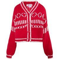 IZIA Strickjacke Damen rot weiss