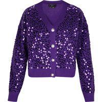 Strickjacke mit Paillettenbesatz