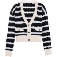Faina Strickcardigan Damen wollweiß schwarz