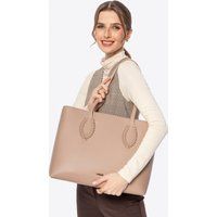 Beige Shopper Tote Bag aus Kunstleder