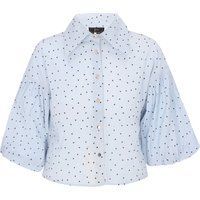 Gepunktete Bluse mit Ballonärmeln