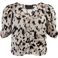 Faina Drapiertes Blusenshirt Damen beige/schwarz