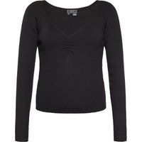 Elegantes geripptes Strickoberteil mit V-Ausschnitt