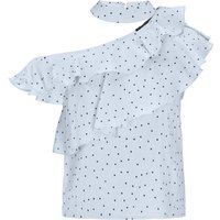 Einseitiges Rüschenoberteil mit Polka Dots