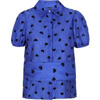 Bluse mit Puffärmeln und Herzmuster
