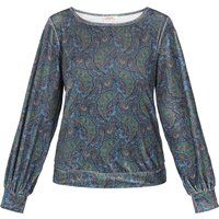 Paisley Samt Top mit Glockenärmeln