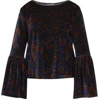 Paisley Samt Top mit Glockenärmeln
