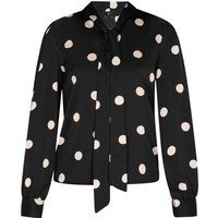 Gepunktete Bluse mit Bindekragen