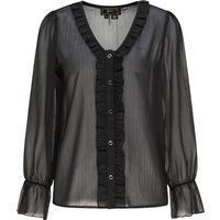 Rüschenbluse mit Knopfleiste und langen Ärmeln