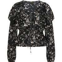 Rüschenbluse mit Knopfleiste und langen Ärmeln