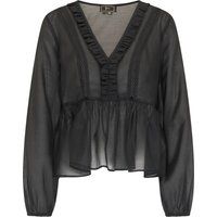 Rüschenbluse mit Knopfleiste und langen Ärmeln