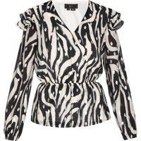 Zebra-Print Bluse mit Rüschen