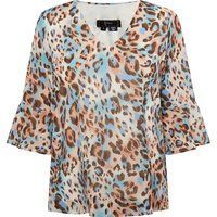 Bluse mit Leopardenmuster und V-Ausschnitt