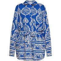 Blaues bedrucktes Viskose-Hemdkleid