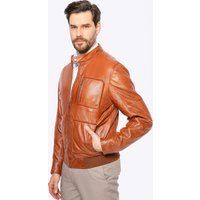 Klassische braune Leder Bomberjacke