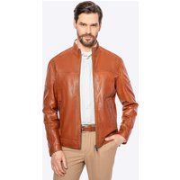 Herren-Bikerjacke aus hellbraunem Leder