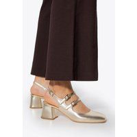 Elegante goldene Mary Jane Lederpumps