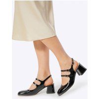 Schwarze Slingback Pumps aus Lackleder