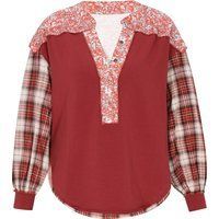 Patchwork-Bluse mit langen Ärmeln