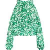 Grüne Bluse mit Blumendruck und Neckholder