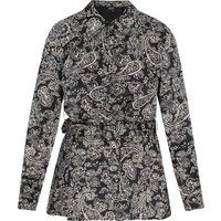 Bluse mit Paisley-Print und Bindegürtel