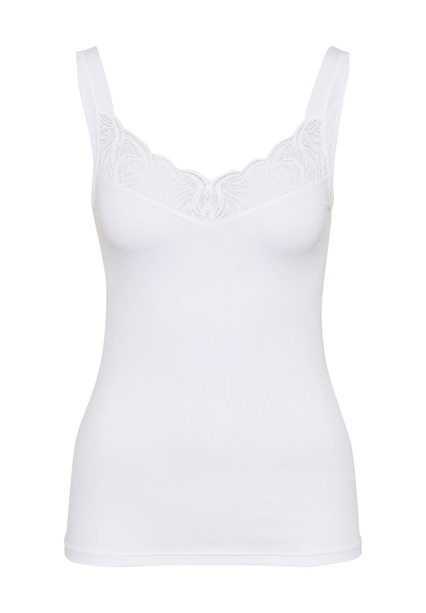 Weißes Trägerhemd mit Spitzendetail