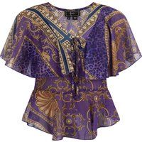 Renaissance-Print, transparent, Lagenbluse